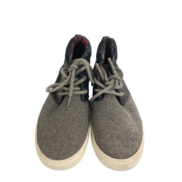 Old Navy Kids Size 3 Navy Gray Midtop Wool PU Sneakers - Picture 2 of 8